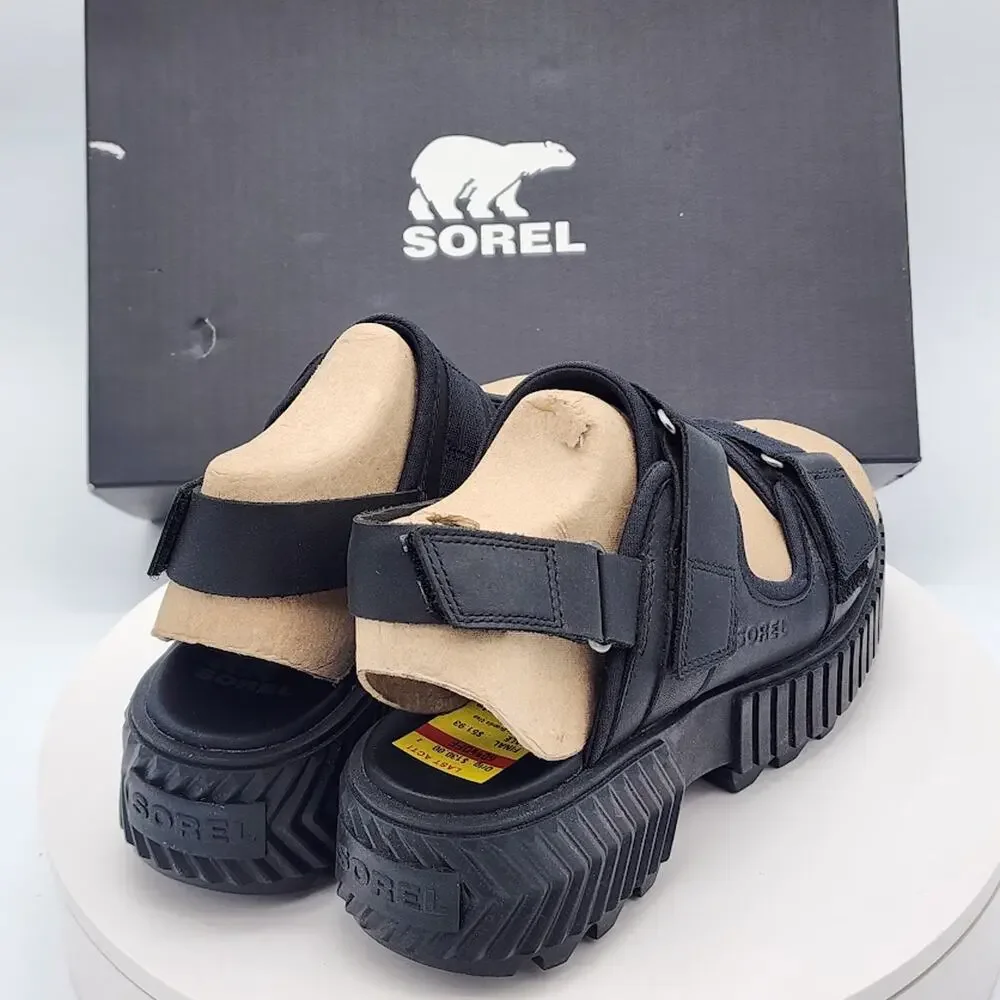 NEW Sorel ONA Ave Multistrap Black Women's Size 8.5 Sport Platform Sandals